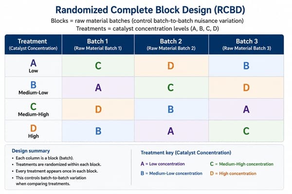 Block in Design of Experiments: RCBD, and Six Sigma Applications